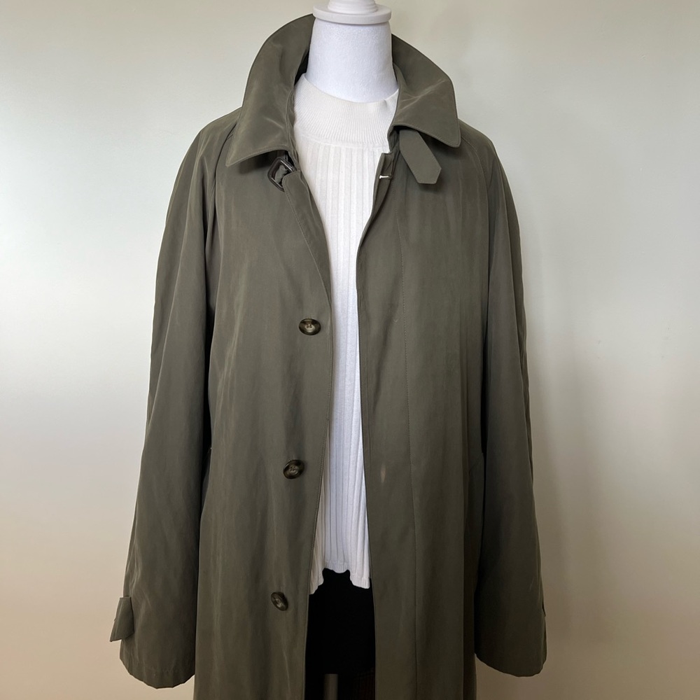 Vintage Newport Harbor Forest Green Trench Coat - Picture 1 of 11